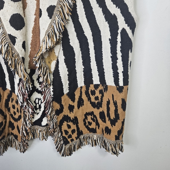 VTG Bronco Billy's Tapestry Fringe Vest Animal Print Pattern Play Safari Western - Picture 5 of 10
